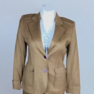 Collection Harve Bernard 2pc brown and burgundy wool lined skirt suit.